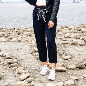 Zara Navy Blue High Waisted Trouser Pants